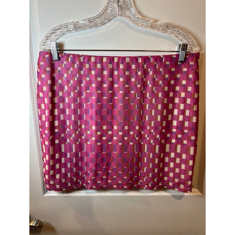 BP Women Skirt Geometric Mesh Print Pink 1X